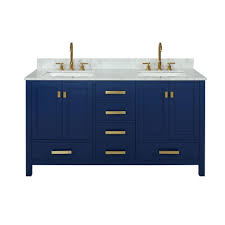 Small double bathroom two vanity bathroom designs stunning ideas design with separate vanities. Design Element Valentino 60 In W X 22 In D Bath Vanity In Blue With Carrara Marble Vanity Top In White With White Basin V01 60 Blu The Home Depot