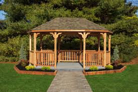 The urban gazebo is shipped as 16 finished parts; Large Wooden Gazebo Kits Amish Made By Yardcraft