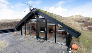 chalet bois contemporain avec toiture vegetalisee au danemark toiture vegetalisee chalet bois toit vert