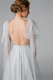 Tulle Wedding Dress Gray Wedding Dress Open Back Wedding Etsy In 2020 Grey Wedding Dress Tulle Wedding Tulle Wedding Dress