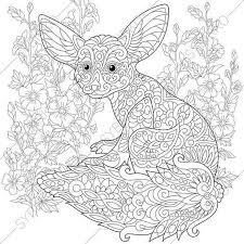 Join in the fun of forest animal coloring sheets with this super easy and free printable raccoon coloring page. Coloring Pages For Adults Fennec Fox Mallow Flowers Floral Etsy Fox Coloring Page Owl Coloring Pages Animal Coloring Pages
