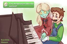 Luigi's Mansion — sunshinememoir: Melody teaching Luigi how to play...