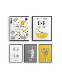 Modern Mustard Yellow Gray Kitchen Wall Decor Yellow Kitchen Etsy Grey Kitchen Walls Grey Yellow Kitchen Kitchen Wall Art