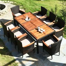 Patio Furniture Clearance Sets Rattan Dining Chairs Cushioned Wood Table Top 9pc Unbranded Modern Patio Dining Set Outdoor Dining Set Patio