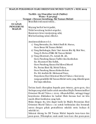 Majlis perjumpaan ibu bapa yang dimeriahkan dengan kehadiran yb adun air putih kemaman. Doc Teks Mc Majlis Perasmian Hari Orientasi Murid Tahun 1 Sktm Amar Safwan Academia Edu