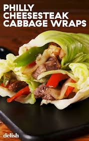 Philly Cheesesteak Cabbage Wraps All The Good Stuff None Of The Carbs Recipe Cabbage Wraps Diet Recipes Healthy Recipes