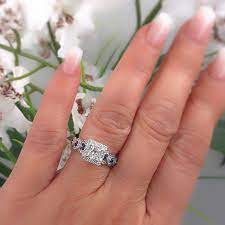 From the vera wang love collection, this gently contoured wedding band for her features a row of spectacular diamonds totaling 1/6 carat. Vera Wang Love Ring Diamond And Sapphire 1 00 Carat 14 Karat White Gold At 1stdibs