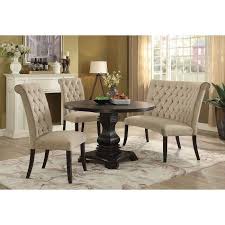 Unlike a long and narrow table, the circular shape makes it easy to squeeze in another chair without excluding anyone from the conversation. Nerissa Round Dining Room Set W Bench Antique Black Round Dining Room Sets Round Dining Table Sets Round Dining Room