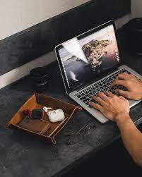 What S Your Work From Home Setup Fancy Study Desk Full Of Documents Post Its And Multiple Screens On Video Cal Valet Leather Valet Tray Home Office Setup