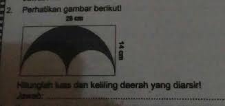 Keliling daerah yang diarsir pada gambar berikut adalah. Hitunglah Luas Dan Keliling Daerah Yang Diarsir Brainly Co Id