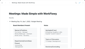 Workflowy template - Meetings: Made Simple with WorkFlowy