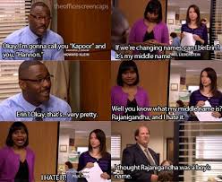 Charles Miner Okay I M Gonna Call You Kappor And You Hannon Erin If We Re Changing Names Can I Be Erin It The Office Erin The Office Show Office Humor
