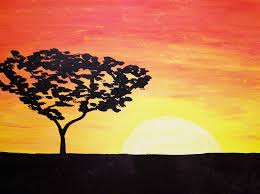 Create your very own sunset painting with acrylics on canvas! African Sunset Painting Kit