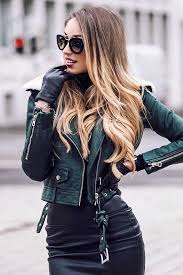 How To Rock A Leather Jacket Outfit Leather Jacket Outfits Green Leather Jackets Green Leather Jacket Outfit