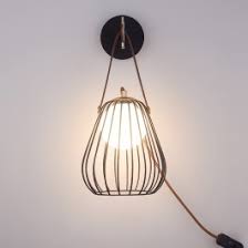 Luxury Stylish Plug In Wall Light Globe Wall Light With Switch Black Wire Cage Indoor Wall Sconce Stylish Plug In Wall Light Globe Wall Light With Switch Black Wire Cage Indoor Wall Sconce For Sale