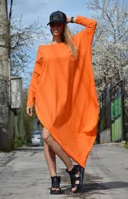 Casual Orange Tunic Top Maxi Summer Dress Extravagant Cotton Tunic Maxi Long Tunic Asymmetric Sleevele Cotton Tunic Dress Sleeveless Tunic Tops Tunic Tops