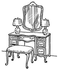 Lowboy Vintage Dressing Tables Furniture Sketch Line Drawing