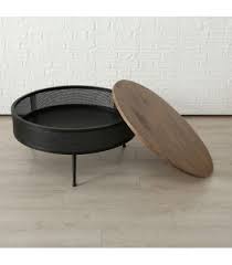 Table Basse Ronde Metal Noir Et Bois Style Industriel Wadiga Com