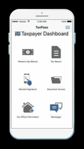 Do your taxes anytime, anywhere. Mobile App Taxpass Amigos Income Tax Services