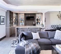 Contemporary White Rec Room With Bar Area Living Room Bar Family Room Contemporary Family Rooms