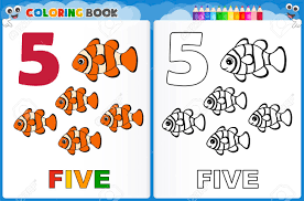 Number 5 dot painting coloring page. Coloring Page Number Five With Colorful Sample Printable Worksheet Royalty Free Cliparts Vectors And Stock Illustration Image 44302084