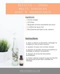 Recette Spray Nettoyant Multi Surfaces Fait Maison Avec 4 Ingredients With Emilie Lifestyle Simple Et Naturel Nettoyants Faits Maison Savon De Lessive Fait Maison Desinfectant Maison