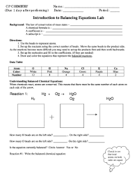 Incorporate technology in this lesson! Introduction To Balancing Equations Lab Answers Fill Online Printable Fillable Blank Pdffiller