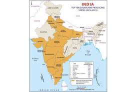 Top 10 Sugarcane Producing States Of India Map India Map States Of India Asia Map
