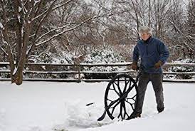 amazon com snow wolf fixed frame non folding commercial wheeled snow shovel patio lawn garden snow wolf snow snow shovel