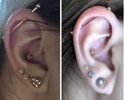Industrial piercing adds an edgy look to your cartilage piercings, creating a bold style. Shopping Gold Industrial Piercing With A Reserve Price Up To 60 Off
