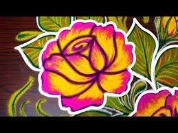 Simple Rose Rangoli Design For Pongal Easy Freehand Kolam Designs For Margazhi Muggulu Designs Youtu Rangoli Designs Kolam Designs Rangoli Designs Flower