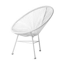 Acapulco Indoor Outdoor Lounge Chair White Weave On White Frame Lounge Chair Outdoor Teak Patio Furniture Chair