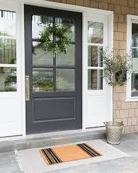 French Stripe Doormat Brick Exterior House Porch Design Garage Door Design