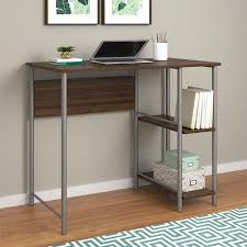 Mainstays Basic Metal Student Computer Desk Walnut Walmart Com Metal Office Desk Student Desks Metal Desks