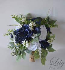 Maybe you would like to learn more about one of these? Amazon Com Wedding Bouquet Bridal Bouquet Bridesmaid Bouquet Silk Flower Bouquet Wedding Flower Navy Navy Blue Blue Dark Blue White Off White Greenery Rustic Burlap Twine Lily Of Angeles Handmade Products