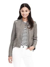 Gray Leather Moto Jacket Banana Republic Jacket Outfit Women Leather Jacket Outfit Spring Grey Leather Jacket