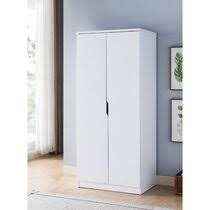 The wooden rod behind the double doors is perfect to hang your blazers, coats and shirts, while the shelf above can be used to store linens or accessories. Armoires Wardrobes Wayfair