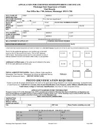 Birth Certificate Place In Jackson Ms Fillable Online Msdh State Ms Application For Certified Mississippi Birth Certificate Mississippi State Msdh State Ms Fax Email Print Pdffiller