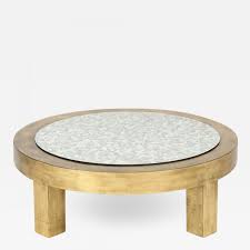 39 w x 18 h x 39 d James Mont James Mont Gold Leaf Coffee Table Signed