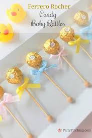 Baby shower desserts baby shower cupcakes shower cakes baby shower themes baby boy shower baby shower decorations shower ideas. Ferrero Rocher Baby Rattles Perfect Dessert For Baby Shower Parties Recipe Baby Shower Favors Girl Baby Shower Treats Baby Shower Candy