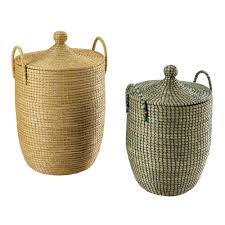 2 Salvador Wicker Baskets In Yellow Green H 53cm And H 62cm Panier En Osier Panier Tresse Panier