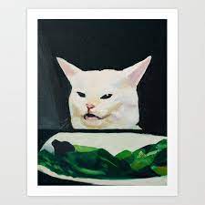 Salad Cat Meme Art Print By Angela Resendez X Small Cat Wall Art Art Prints Painting Memes
