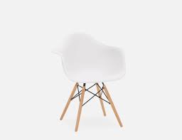 White Chair With Armrests And Solid Beech Wood Legs Structube Eiffel In 2020 Eiffel Chair Wooden Dining Room Chairs Wooden Dining Chairs