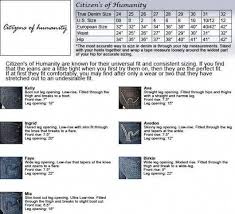 Citizens Of Humanity Jeans Sizing Chart U S And European