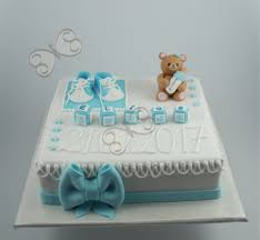 Rechteckig Weiss Hellblau Teddy Torte Taufe Taufe Kuchen Zur Taufe