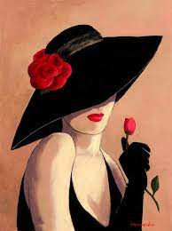 Lorraine Dell Woo Flirty Hat Art Art Deco Lady Female Art