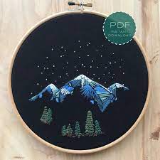 ✓ free for commercial use ✓ high quality images. New Mountain Range Hand Embroidery Pattern Pdf Instant Download Printable Mountains Forest Night Sky Modern Hand Embroidery Patterns Hand Embroidery Pattern Hand Embroidery Stitches