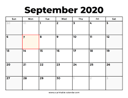 September 2020 calendar with holidays. September 2020 Calendar With Holidays