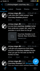 Chrissy teigen has issued a long apology to courtney stodden for the abusive tweets and direct messages she sent in 2011, where she encouraged the former teenage wife to take her own life. Courtney Stodden Calls Out Chrissy Teigen For Bullying Ohnotheydidnt Livejournal