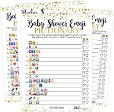 Baby shower pictionary word list. Amazon Com 25 Emoji Pictionary Baby Shower Games Ideas For Men Women Kids Girls Or Boys And Couples Cute Shower Party Bundle Set Pink Gold Or Blue Gender Neutral Unisex Fun Coed Adult